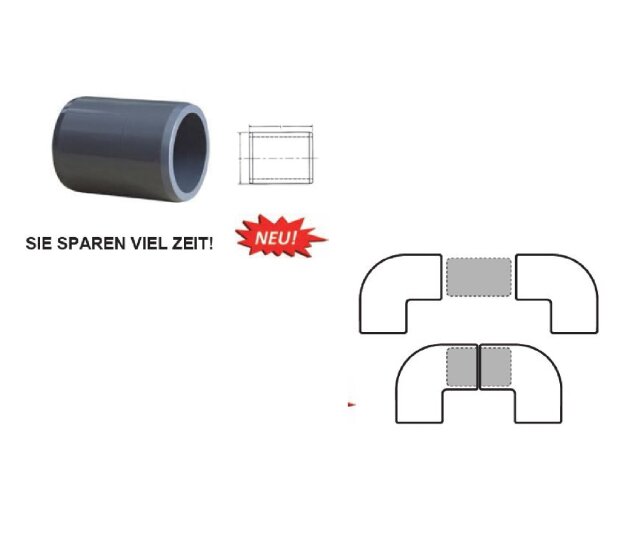 Cepex 50 mm PVC Verbindungsstück für PVC Rohr Fittings