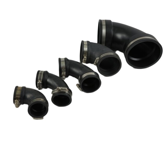 Flexibler Bogen 40 mm 90 Grad Flex Fitting für Rohre Gummibogen, Rohrverbinder