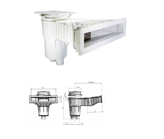 Astral Breitmaulskimmer Slim Oberflächenabsauger für Beton / Folie 535 mm