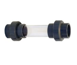 50 mm PVC Rohr Schauglas mit Verschraubung-Klebemuffe