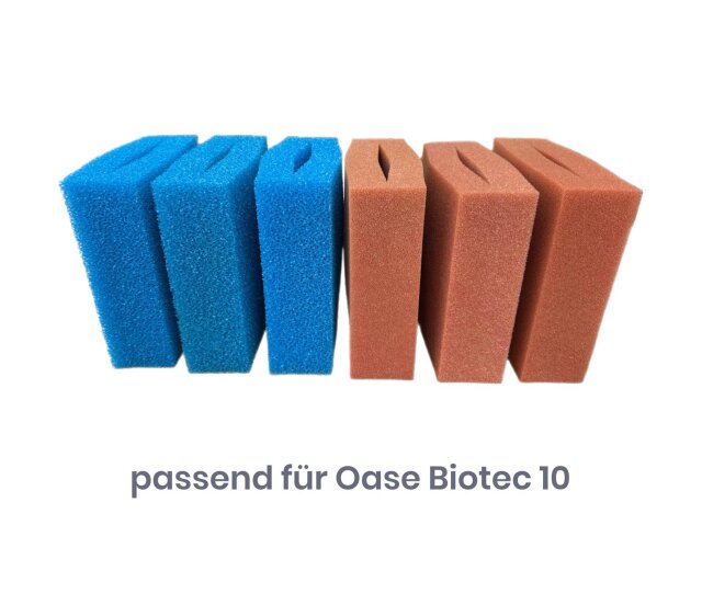 Ersatzschwamm Set für Oase Biotec 10 Teichfilter 3 x rot 3 x blau passt auch für Oase