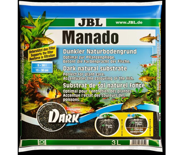 JBL Manado Dark 5/10 Liter Bodengrund dunkler Naturboden für Aquarien