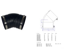 Air Aqua flexibler Gummi Bogen 63 mm 45 Grad