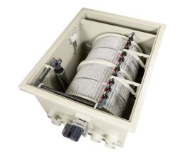 DVS Trommelfilter PP100 N Schwerkraft  mit Steuerung und eingebauter Spülpumpe