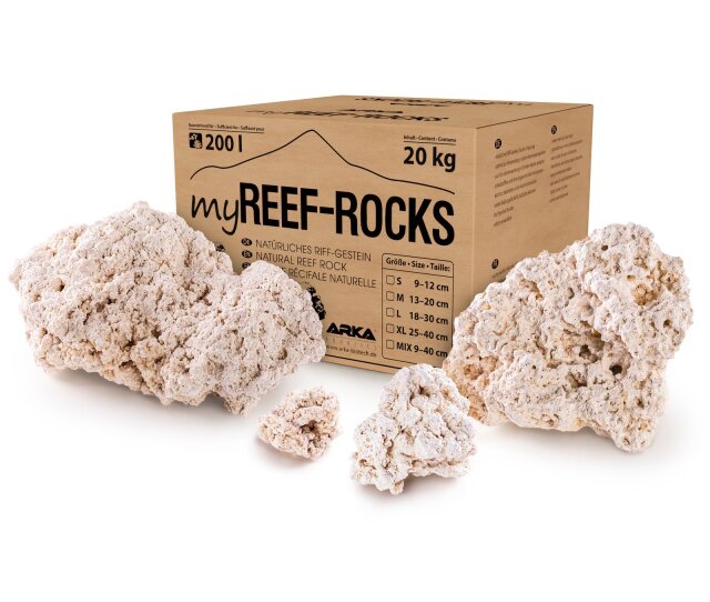 Arka - myReef-Rocks natürliches Aragonitgestein 13-20cm 20 kg