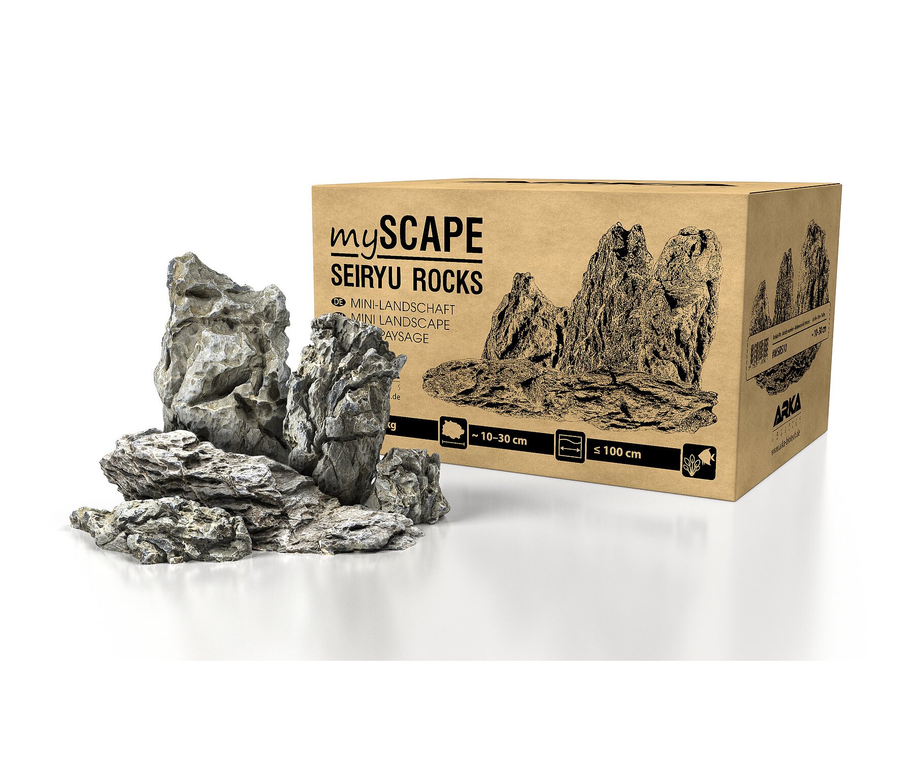 ARKA Aquatics - myScape-Rocks Seiryu | Natural aquarium stones. Decorative stones for freshwater aquarium and terrarium. Ideal for planting. For unique aquascapes. Contents: 1 kg