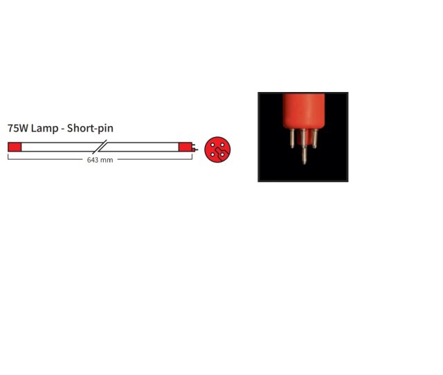 UVC Ersatzlampen 75 Watt rot Budget Aquaforte Xclear 643mm kurzer Stift