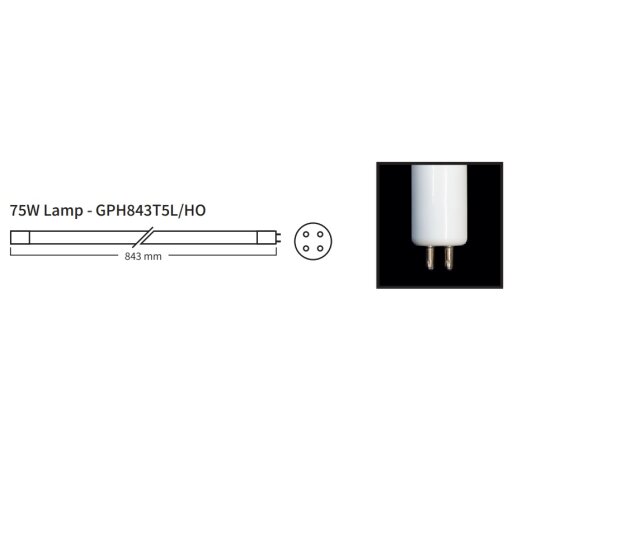 UVC Ersatzlampen 75 Watt weiß GPH843T5L/HO 843 mm 4 Pin