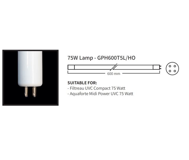 UVC Ersatzlampen 75 Watt weiß GPH600T5L/HO 600mm Midi Power UVC
