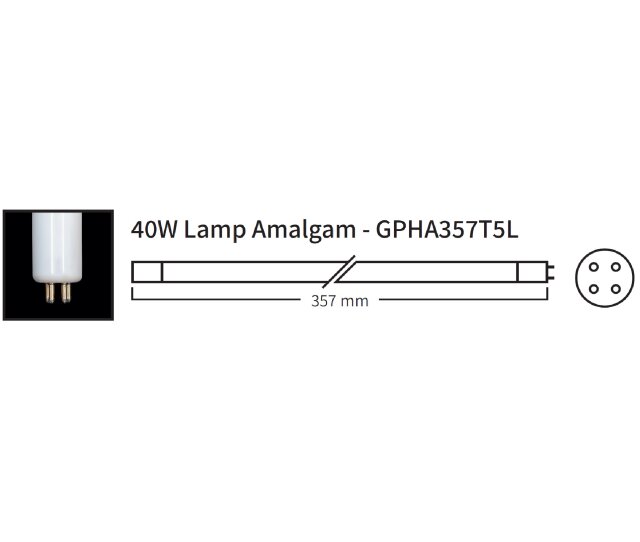 UVC Ersatzlampen 40 Watt weiß Amalgam GPHA357T5LPH 357mm  Aquaforte Tauch UVC