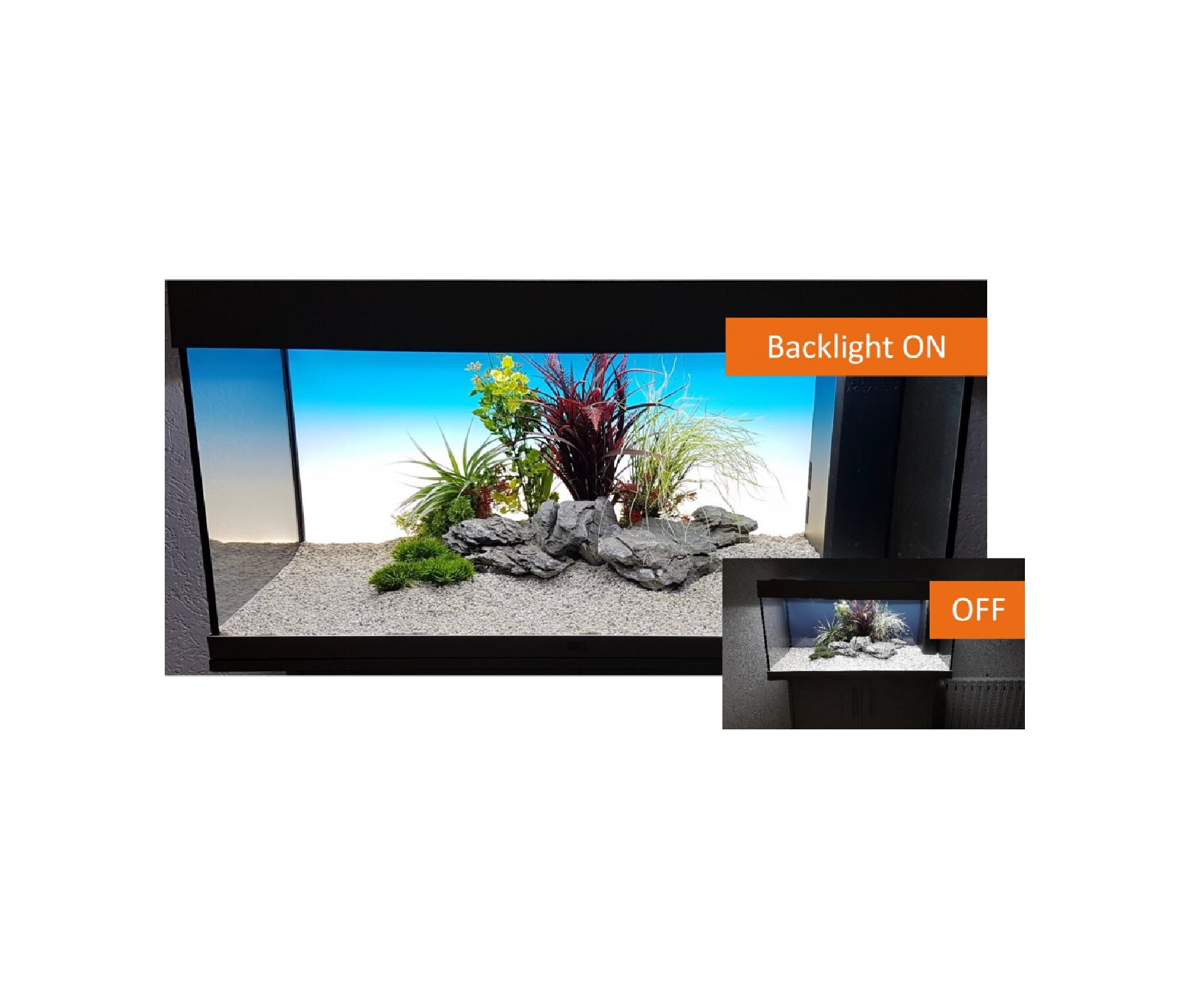 daytime backlight 100x50cm beleuchtete LED Aquarien Rückwand daytime