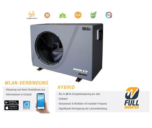 Poolex Silverline 14,5 KW Wärmepumpe Full Inverter-Wlan-65-80QBM