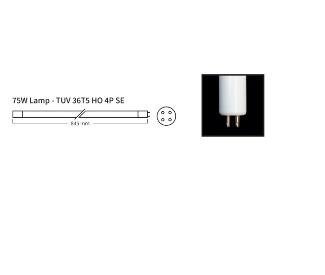 UVC Ersatzlampe 75 Watt 4P SE 845mm lang für Aquaforte Osaga