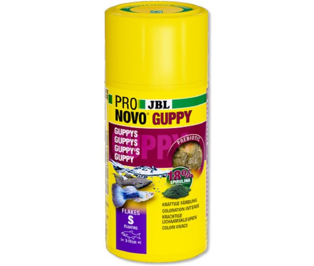 JBL PRONOVO GUPPY FLAKES S 100 ml für Guppys & andere Lebendgebärende von 3-10 cm