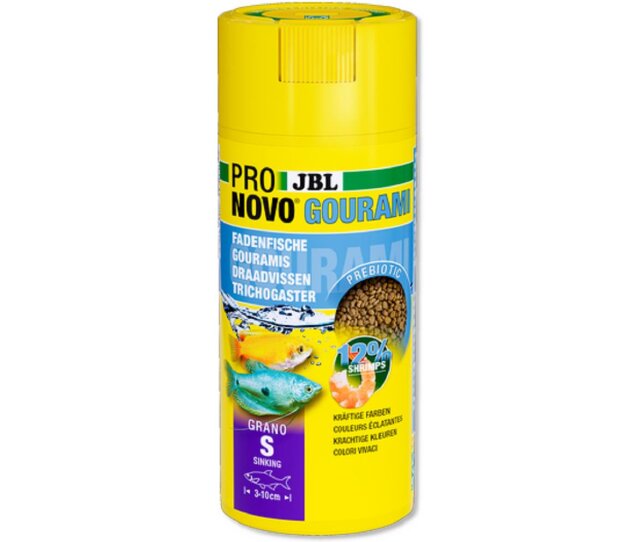 JBL PRONOVO GOURAMI GRANO CLICK in Größe S 250 ml Hauptfuttergranulat für alle Guramis, Fadenfische und andere Labyrinther von 3-10 cm