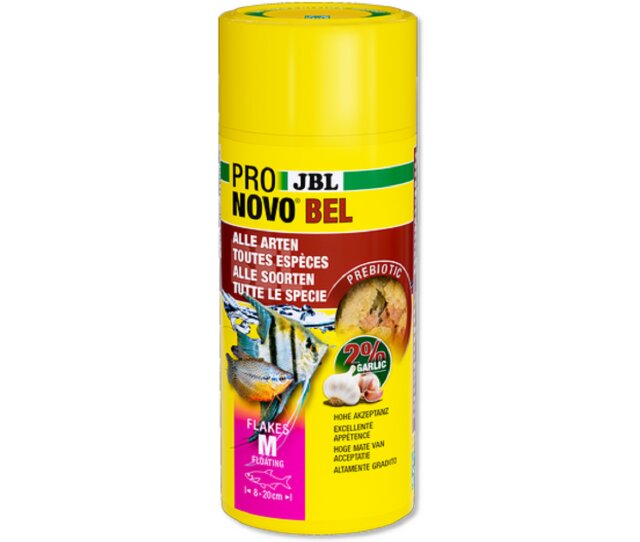JBL ProNovo Bel Flakes 250 ml Größe M Hauptfutter-Flocken für alle Aquarienfische von 8-20 cm