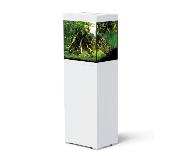 OASE StyleLine 85 Set in weiß- Komplettset aus Aquarium mit Unterschrank, Filtereinheit und LED-Beleuchtungskit