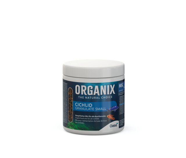 Oase ORGANIX Cichlid Granulatfutter Größe S 2-3 mm Granulatgröße 250 ml- tägliche Fütterung von omnivoren Cichliden bis 6 cm