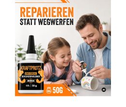 ARKA Kraftprotz 50g dickflüssiger Gel Sekundenkleber extra stark-verwendbar für Plastik, Kunststoff, Glas, Holz, Stein, Metall