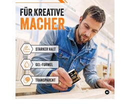 ARKA Kraftprotz 50g dickflüssiger Gel Sekundenkleber extra stark-verwendbar für Plastik, Kunststoff, Glas, Holz, Stein, Metall
