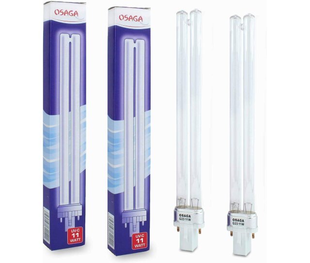 2 x Osaga 11 Watt Ersatzlampe für OSAGA UVC Klärer G23 Sockel