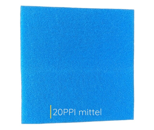 KH mittlerer Aquarien Filterschaum blau 20 PPI 50x50x3 cm Filtermatte