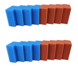 Ersatzschwamm Set fuer Oase Biotec 18-60000 Teichfilter 8 x grob blau 8 x fein 21,5x15,5x9cm rot passt auch für Oase