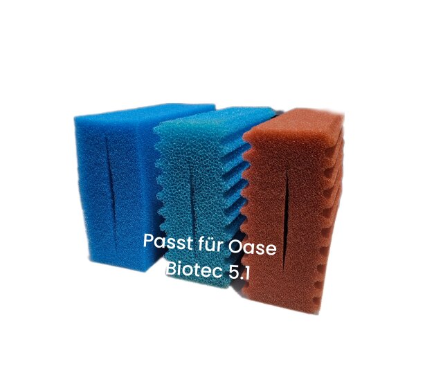 Ersatzschwamm Set passend für Oase Biotec 5 .1 Teichfilter 1 x rot 2 x blau 1 x sehr fein