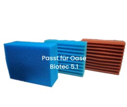 Ersatzschwamm Set passend für Oase Biotec 5 .1 Teichfilter 1 x rot 2 x blau 1 x sehr fein