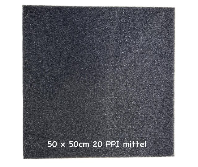 KH Mittel Aquarium Filterschaum schwarz 20 PPI 50x50x5cm Filtermatte