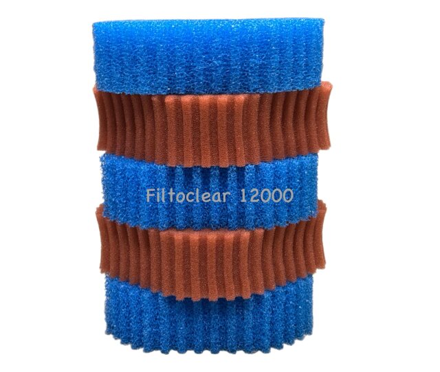 KH Filterschwammset Filtoclear 12000 Filter 3x blau/ 2x rot passend für Oase