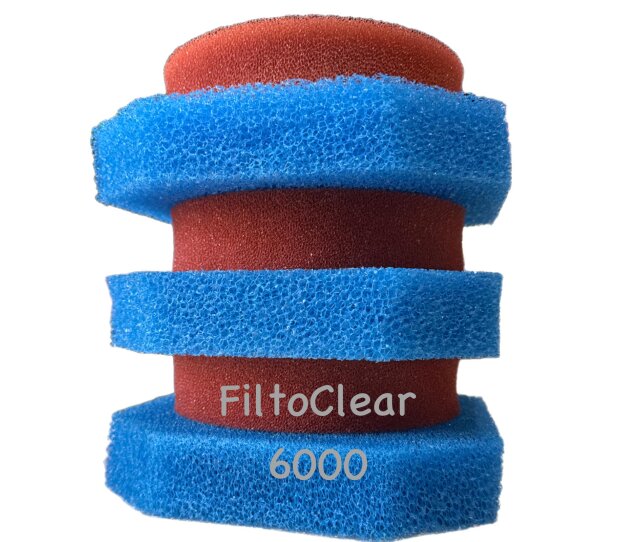 KH Filterschwammset Filtoclear 6000 Filter 3x blau/ 3x rot passend für Oase