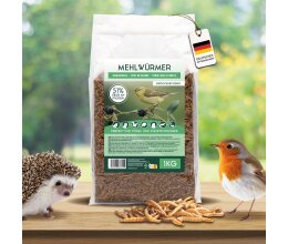 5 kg /28 l Mehlwürmer getrocknet – Insektensnack Vögel Nager, Koi, Schildkröten-Reptilien