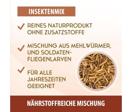 5 l Mix aus Mehlwürmern- Soldatenfliegen getrocknet – Insektensnack Vögel Nager, Koi, Schildkröten-Reptilien