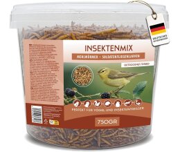 5 l Mix aus Mehlwürmern- Soldatenfliegen getrocknet – Insektensnack Vögel Nager, Koi, Schildkröten-Reptilien
