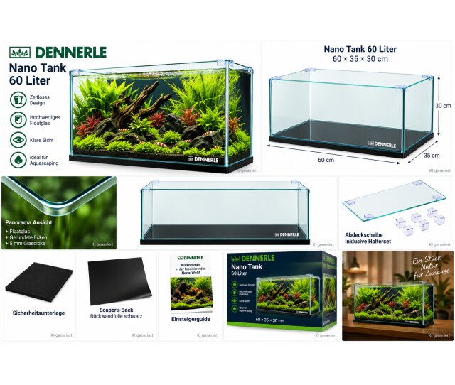 Dennerle Nano Tank 60 Liter Aquarium 60 × 35 × 30 cm