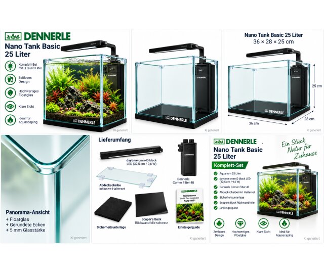 Dennerle Nano Tank Basic 25 Liter Aquarium Set 36 × 28 × 25 cm