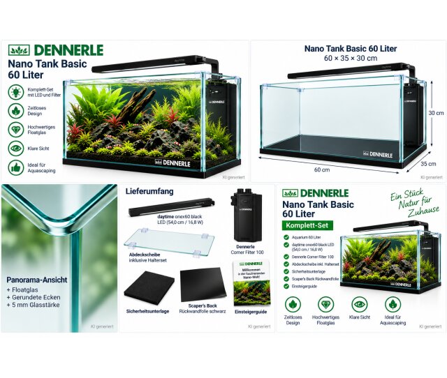 Dennerle Nano Tank Basic 60 Liter Aquarium Set 60 × 35 × 30 cm