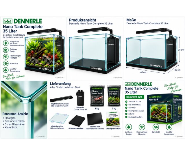 Dennerle Nano Tank Complete 35 Liter Aquarium Komplettset 40 × 32 × 28 cm