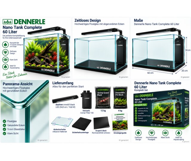 Dennerle Nano Tank Complete 60 Liter Aquarium Komplettset 60 × 35 × 30 cm