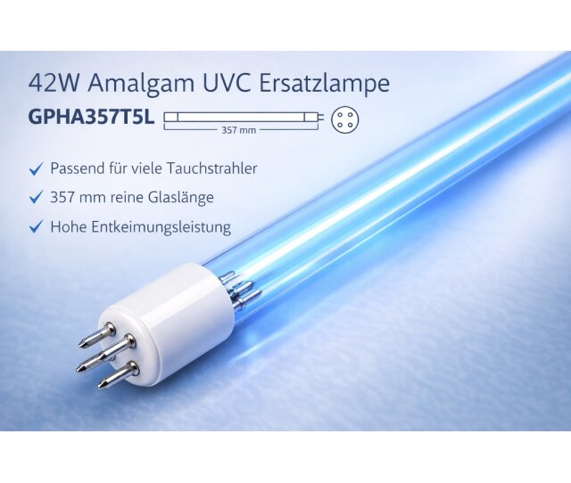 KH 40-42 Watt GPHA357T5L Amalgam UV-C Ersatzlampen 357 mm für UVC Tauchstrahler