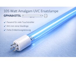 KH 105 Watt GPHA843T5L Amalgam UV-C Ersatzlampen 843mm...