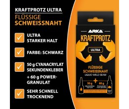 ARKA Kraftprotz Flüssige Schweißnaht 110 g - 2K Kleber Sekundenkleber + Granulat weiß